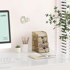 EasyPAG Mesh Desk Organizer with 3 Drawer Office Desktop Organizers and Accessories Stationery Caddy for Office, Home, Students, Gold
