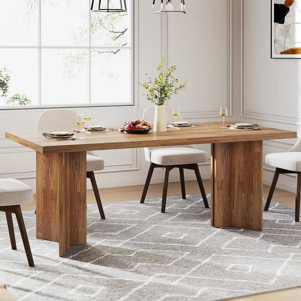 Tribesigns 63-inch Dining Table for 4-6, Farmhouse Kitchen Table with Large T...