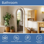 HITNET Bathroom Cabinet Wall Mounted, Rattan Medicine Cabinet, Bamboo Hanging Storage Organizer Over The Toilet with Adjustable Shelf for Living Room, Kitchen, Entryway (Natural)
