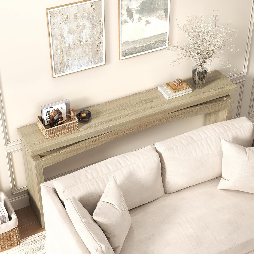 Epecoya 63 Inch Console Table for Entry Way Modern, Light Tan Wood | Farmhous...