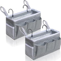 Bedside Caddy Storage Organizer - 2pcs Hanging Bag Holder with Pockets for Bedroom, Loft, Tent, Curtain, Bunk bed Shelf Accessories (Gray)