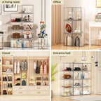5 Pack Purse Organizer for Closet, Handbag Storage Organizer Stackable Display Case with Magnetic Door, Closet Storage Bins for Handbag, Purse, Backpack, Collectibles, White