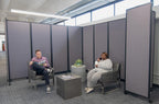 Versare Room Divider 360 Portable Wall Partition | Folding Panels | Large Freestanding Divider | Locking Wheels | Temporary Room Separator | 25' x 7'6'', Cloud Gray
