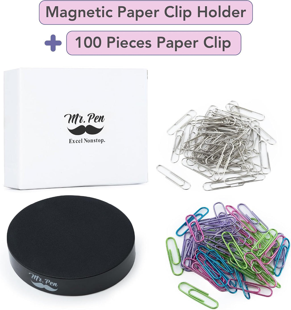 Mr. Pen- Magnetic Desk Toy With Colored and Silver Paper Clips (100 Pieces), Desk Toys, Desk Decor, Desk Accessories, Paperweight, Cute Office Supplies, Paper Clips Holder, Paper Clip Dispenser