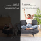 71" Convertible Futon Sofa Bed,Linen Fabric Futon Couch Bed,Memory Foam Sleeper Sofa,Modern Folding Small Loveseat for Living Room,Office,Apartment,Retro Grey