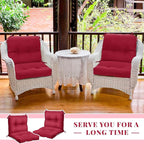 Geetery Outdoor Chair Cushions Set of 4 for Patio Lawn Furniture Wicker Rocking Dining Chairs 42x21x4 Inch High Back Seat Pads Replacement with Ties Weather-Resistant Fade-Resistant Indoor(Dark Red)
