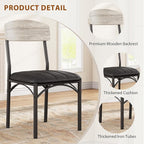 Dining Chairs Set of 4 - Upholstered Dining Room Chairs with PU Leather, Industrial Kitchen Chairs with Wooden Backrest and Thickened Metal Legs, for Dining Room, Living Room（Gray）