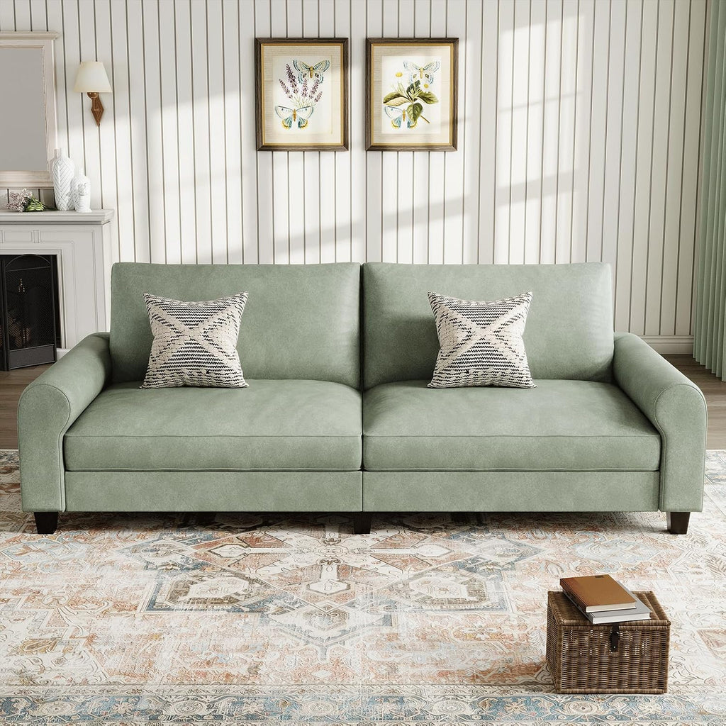 EASE MOOSE 70.6" Faux Leather Loveseat Sofa, Deep 2 Seater Couch, Green | Removable Covers, Pocket Spring Cushions, Waterproof & Scratch-Resistant, Easy Clean, Easy Assembly Couches for Living Room
