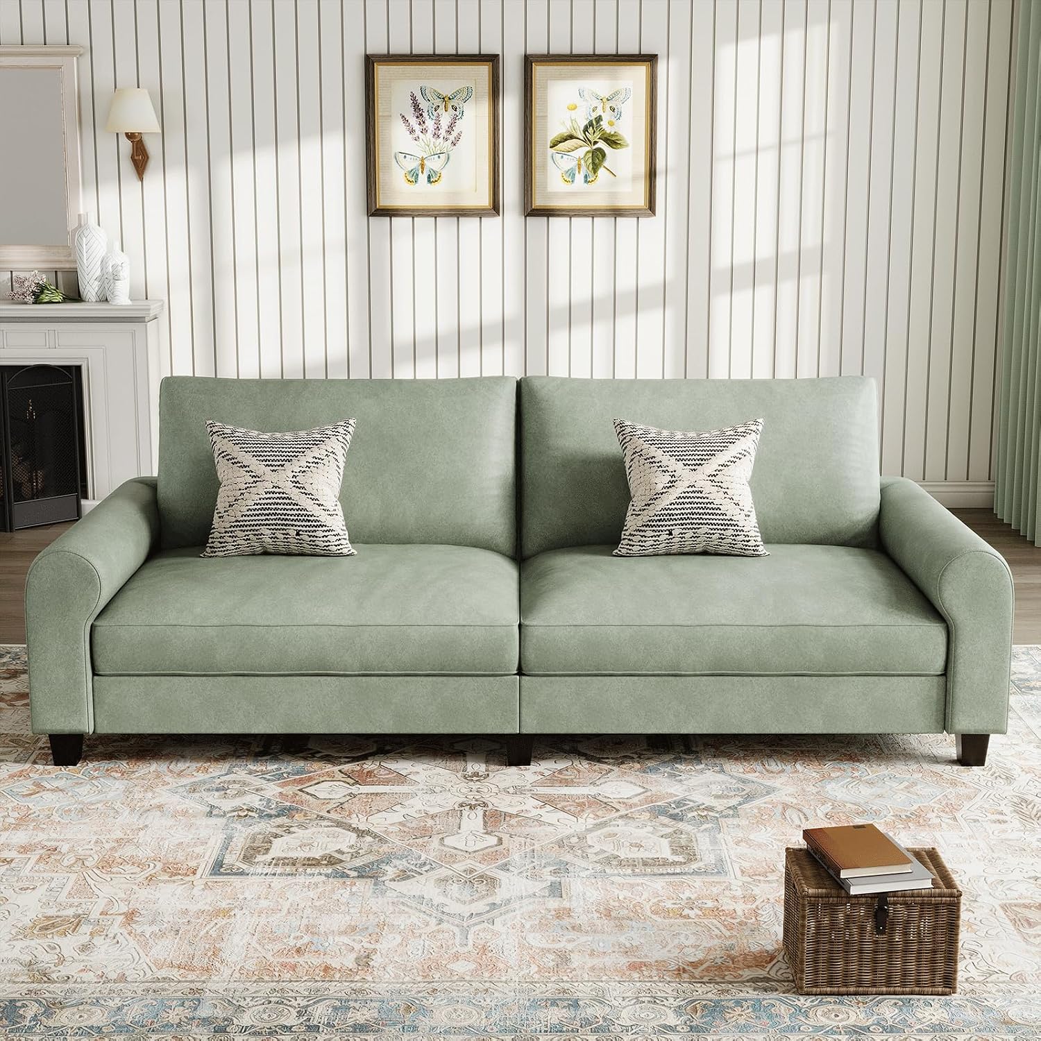 EASE MOOSE 70.6" Faux Leather Loveseat Sofa, Deep 2 Seater Couch, Green | Removable Covers, Pocket Spring Cushions, Waterproof & Scratch-Resistant, Easy Clean, Easy Assembly Couches for Living Room