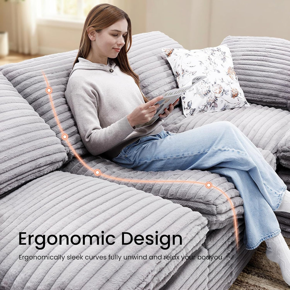 KKL 118" Modular Sectional Large Sofa Bed, Cloud Sectional Couch with Ot...
