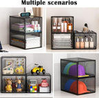 6 Pack Upgrade Harder Shoe Organizer, Shoe Storage with Magnetic Front Door, Clear Shoe Boxes Foldable Space-Saving Shoe Rack for Sneaker Boot Container, Black