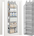STORAGE MANIAC Over the Door Organizer 6-Shelf Closet Hanging Storage with 14 Mesh Pockets, 66lbs Capacity Clear Deep Pockets Behind Door Storage for Nursery, Bathroom, Bedroom, 1 Pack Grey