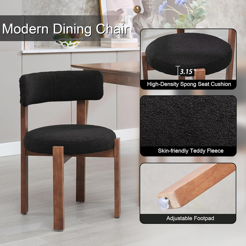 Okeysen Modern Dining Chairs Set of 4, Round Upholstered Armless Kitchen Chai...