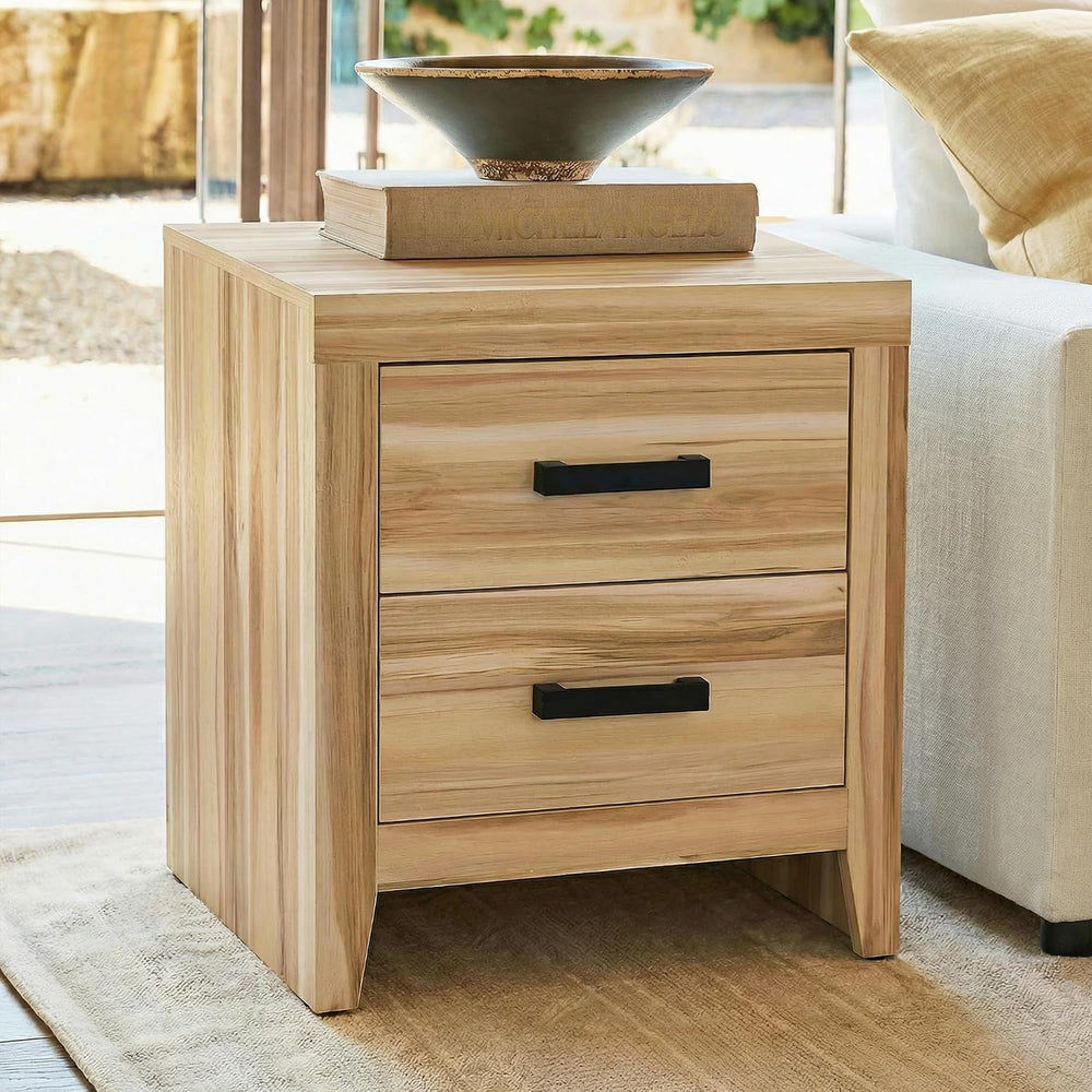 WAMPAT End Table with 2 Large Drawers, Farmhouse Side Table with Storage, Rus...
