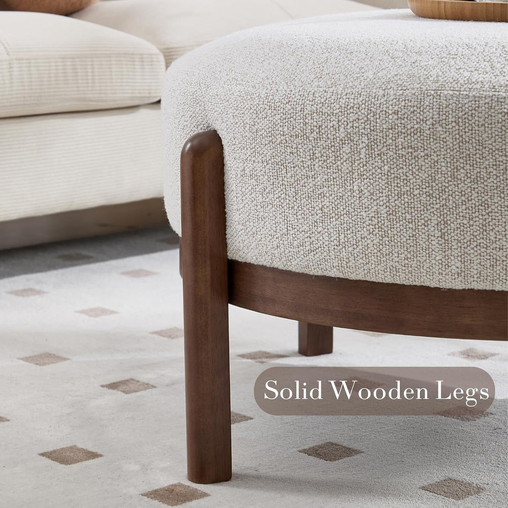 Ya-Home Modern Ottoman, Soft Sherpa Fabric Footrest Bench with Solid Wooden L...
