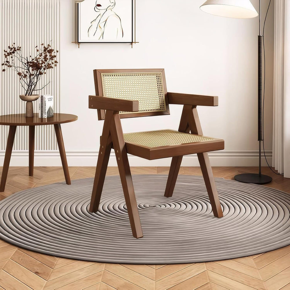 Mid Century Dining Chairs Set of 2, Rattan Accent Armchairs for Living Room, ...
