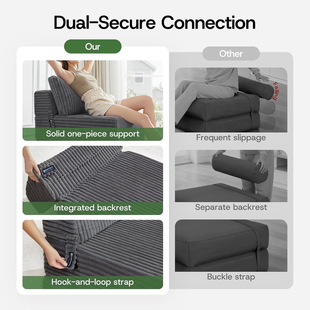 Folding Sofa Bed Convertible 4 in 1 Sleeper Chair Gray Single XL