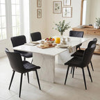 YOUTASTE Black Dining Chairs Set of 2 Mid Century Modern Kitchen&Dining Room Chairs Armless Upholstered Faux Leather Accent Chairs with Back Metal Vanity Lounge Side Chair for Living Room Bedroom