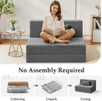 Youzi Folding Sofa Bed Convertible Sleeper Chair with Pillow, 4-in-1 Foldable Mattress Futon Couch Bed to Lounge Chair for Living Room, Bedroom, Dorm & Guest, Washable Cover, Dark Gray, Single