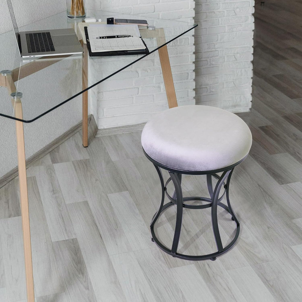 Vanity Chair, Small Velvet Vanity Stool & Ottoman Bench for Bathroom, Dorm