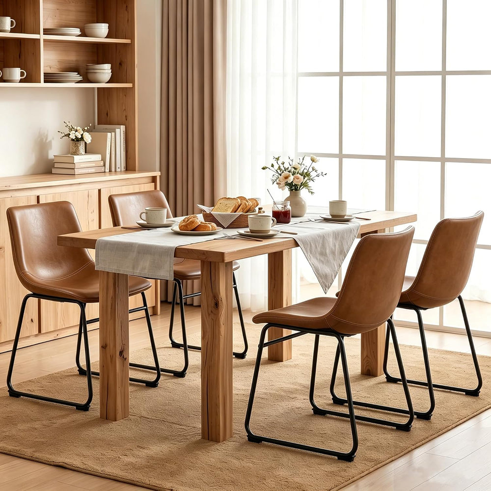 GOTMINSI Dining Chairs Set of 4, 18 Inch Modern Dinner Chairs, PU Leather Arm...