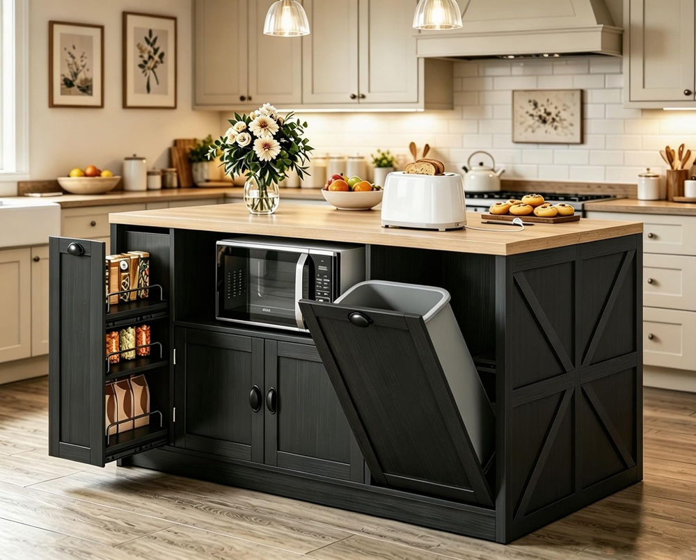 Large Kitchen Island with Storage, 63" L Farmhouse Kitchen Island | on W...