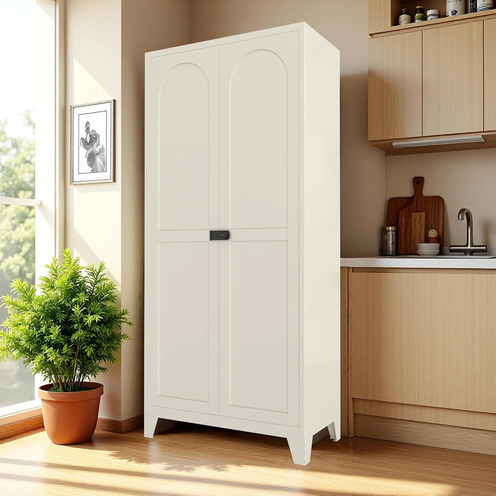 JIJIWANG 71'' Metal Pantry Cabinet, Kitchen Pantry Storage Cabinets w...