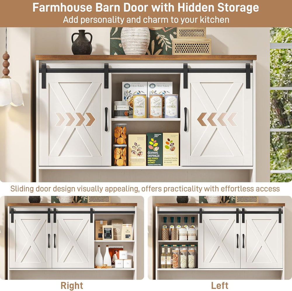 Befrases 67.7 Inch Farmhouse Pantry Storage Cabinet with Sliding Barn Doors, ...