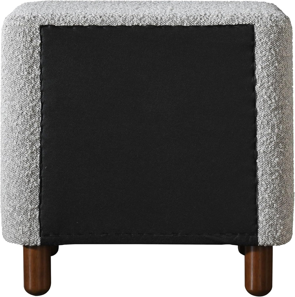 Grey Boucle 2-Drawer Upholstered Nightstand,for Small Spaces