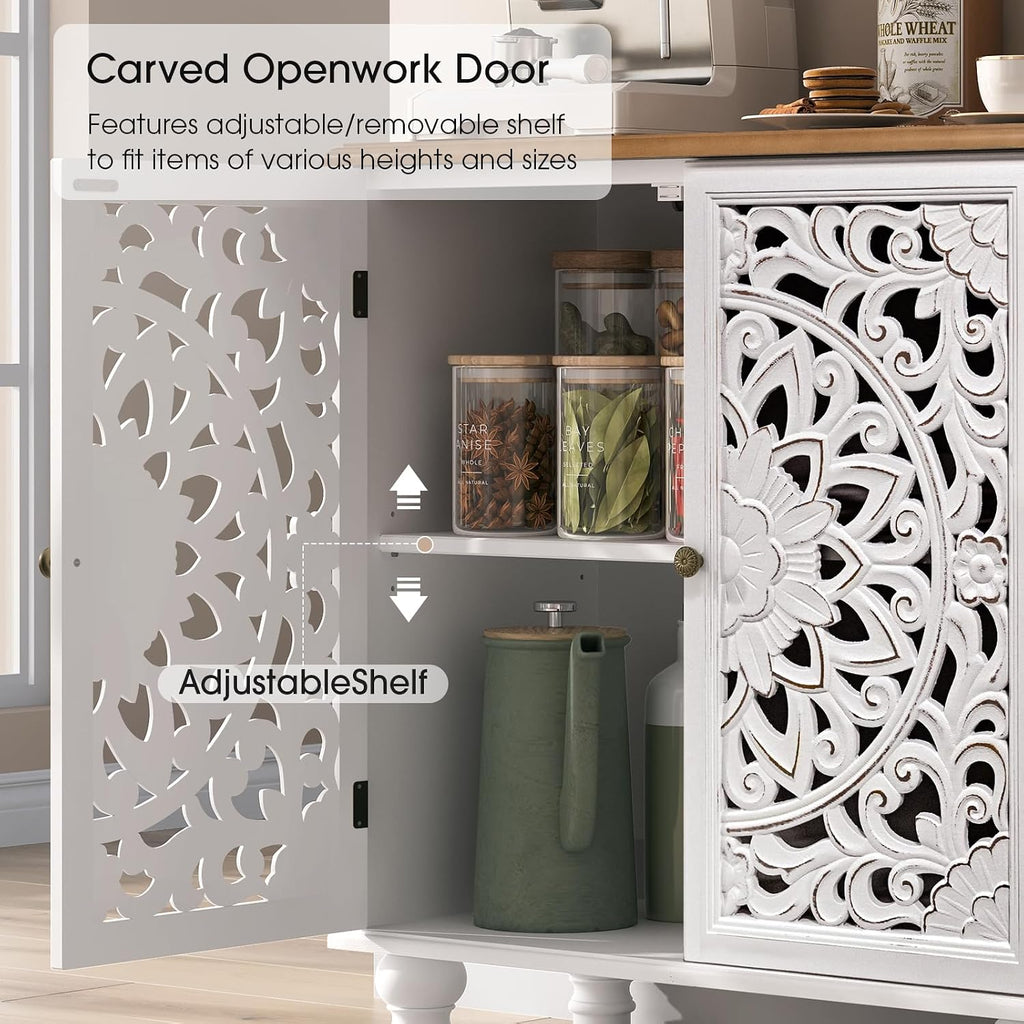 Jiansu furni Accent Cabinet with Carved Doors,Sideboard Buffet Cabinet with Storage