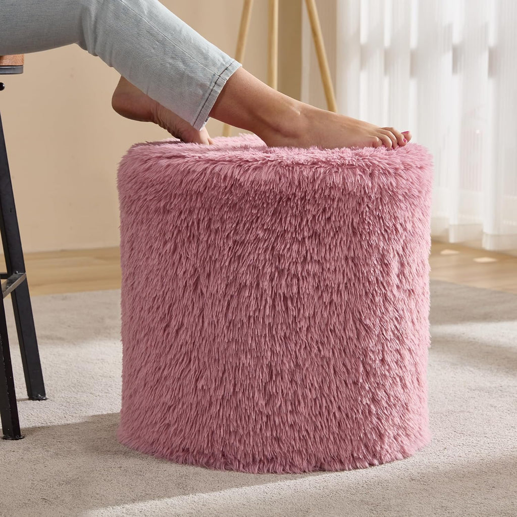 Hobestluk Bean Bag Chairs Ottoman for Adults Bean Bag Chair Footrest Foam Filled Ottoman of BeanBag Footstool of Lazy Sofa for Bedroom, Living Room, Apartment (Small, Pink)