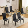 Karl home Black PU Dining Chair Set of 6, Leather Dining Chairs with Curved Back & Foot Cap Protection for Dining Kitchen Living Room, Black Round Legs, 300lbs Capacity