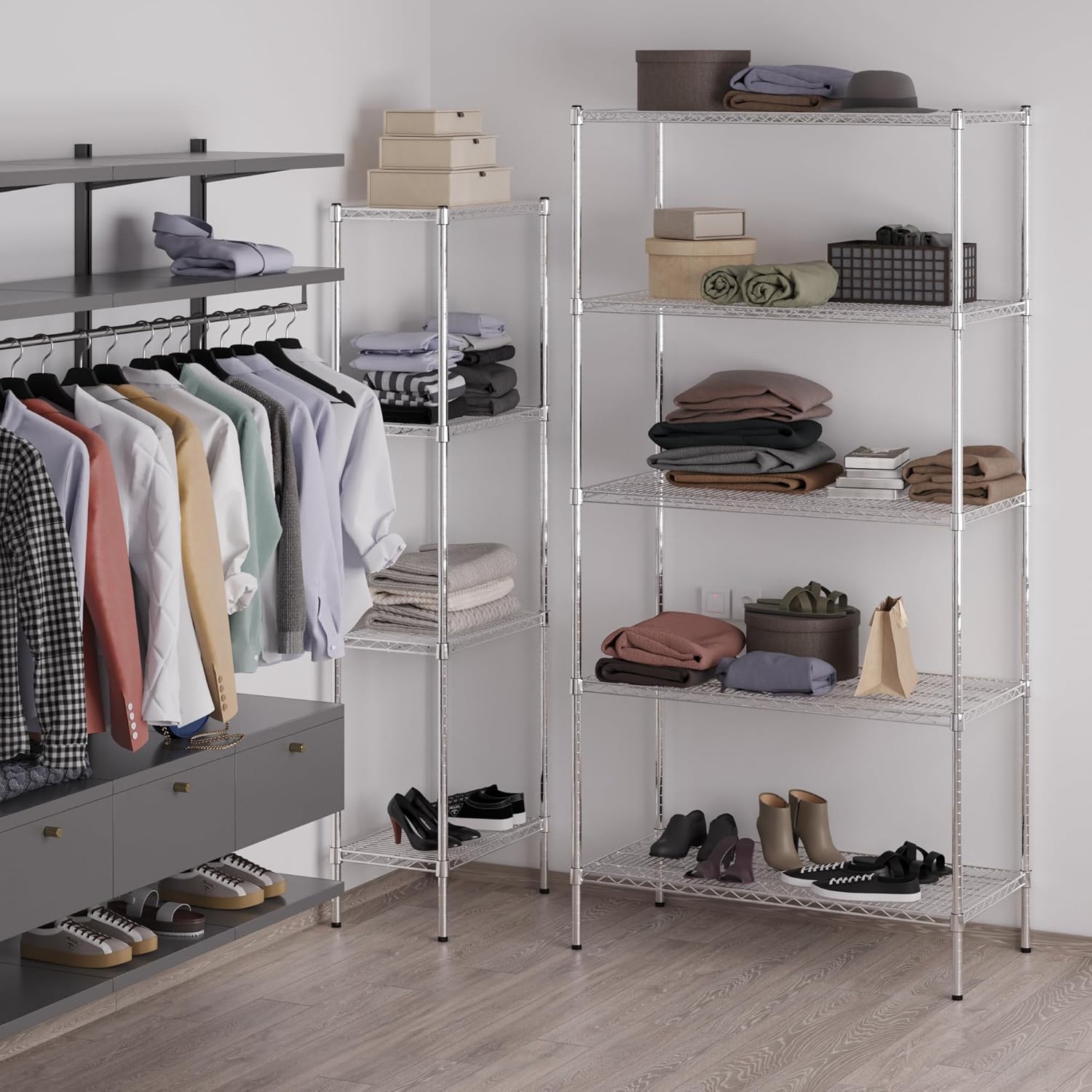 21" Deep x 42" Wide x 86" Height Wire Shelving Kit | 5-Tier | NSF Commercial Storage Rack Unit