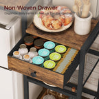 MAHANCRIS Mini Fridge Stand, Bakers Rack with Storage, 6-Tier Mini Fridge Cabinet, Coffee Bar Station with 1 Drawer, Microwave Stand for Kitchen, Dining Room, Rustic Brown and Black RSHR5401