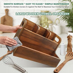 Kitchen Utensil Holder for Countertop with 4 Compartments Acacia Large Utensil Holder Wooden Storage for Cooking,Baking,Flatware Tool Kitchen Utensil Organizer