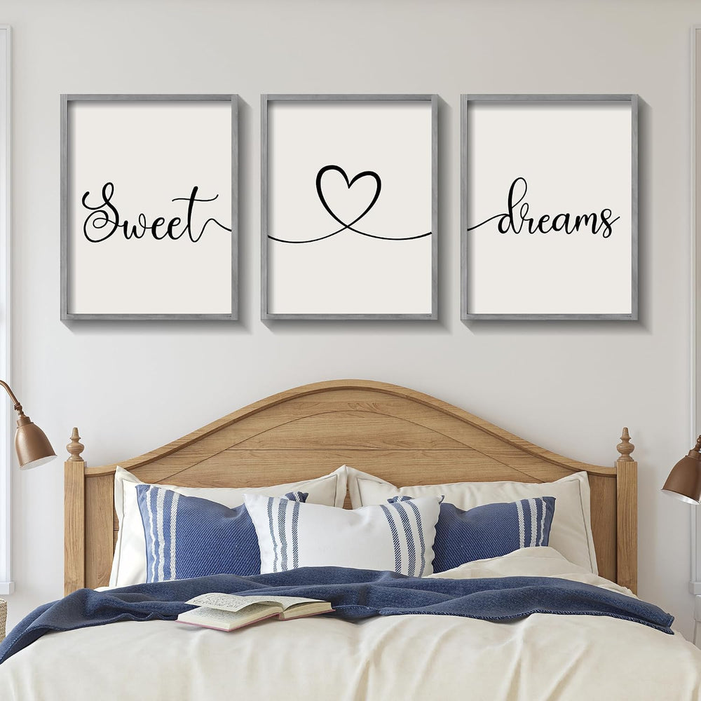 Ronasip Sweet Dreams Wall Decor for Bedroom Set of 3 Framed Wall Art for Farm...