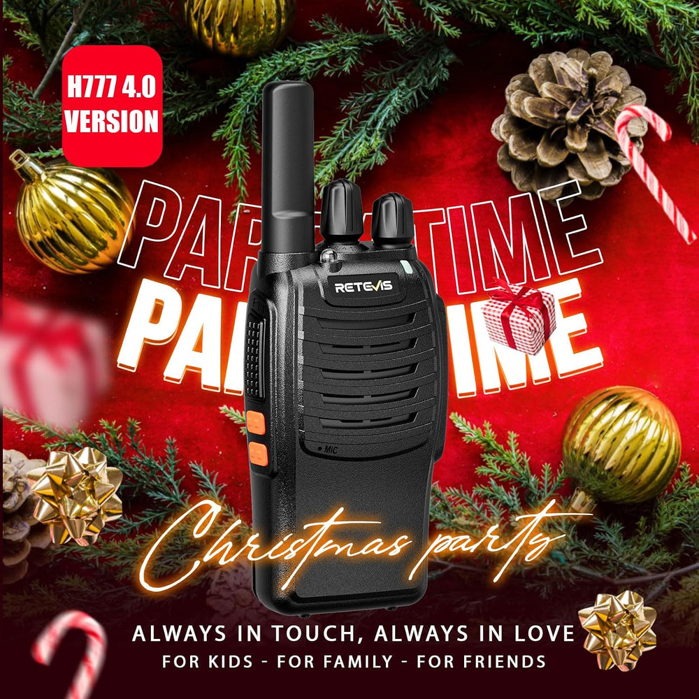 Retevis H-777 Rechargeable Walkie Talkies, Compact 2 Way Radio Flashlight