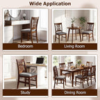 Giantex Upholstered Dining Chairs Set of 2, Farmhouse Fabric Side Chairs w/Cushioned Seats, Patterned Backrests, Sturdy Rubber Wood Frames, Wooden Accent Chairs for Kitchen, Dining Room
