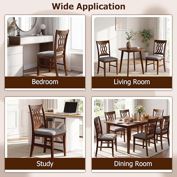 Giantex Upholstered Dining Chairs Set of 4, Farmhouse Fabric Side Chairs w/Cu...