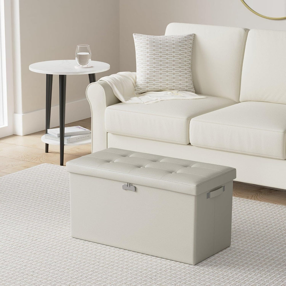 DocSafe Storage Ottoman Bench with Lock,Fireproof 30 Inches Folding Bench Foo...
