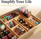 Bamboo Drawer Organizer 5 Pcs for Kitchen Multi-purpose Storage Dividers for Kitchen, Office, Jewelry, Cosmetics, Wooden Drawer Dividers for Drawer Organizer Desk Organizer Gift for Women Gifts Idea
