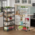 6 Shelves Storage Shelf Wire Closet Bathroom Organizers Metal Pantry Kitchen Garage Shelving Unit Laundry Room Organization Home Rack Net Basket Black with Wheels 30" Dx14 Wx65 H
