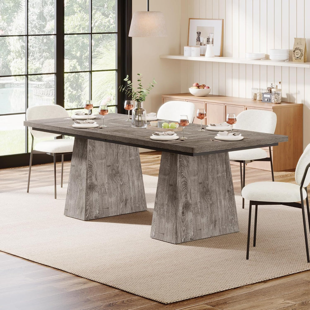 Tribesigns Dining Table for 6, Farmhouse Wood Dinner Rectangular Table Kitche...