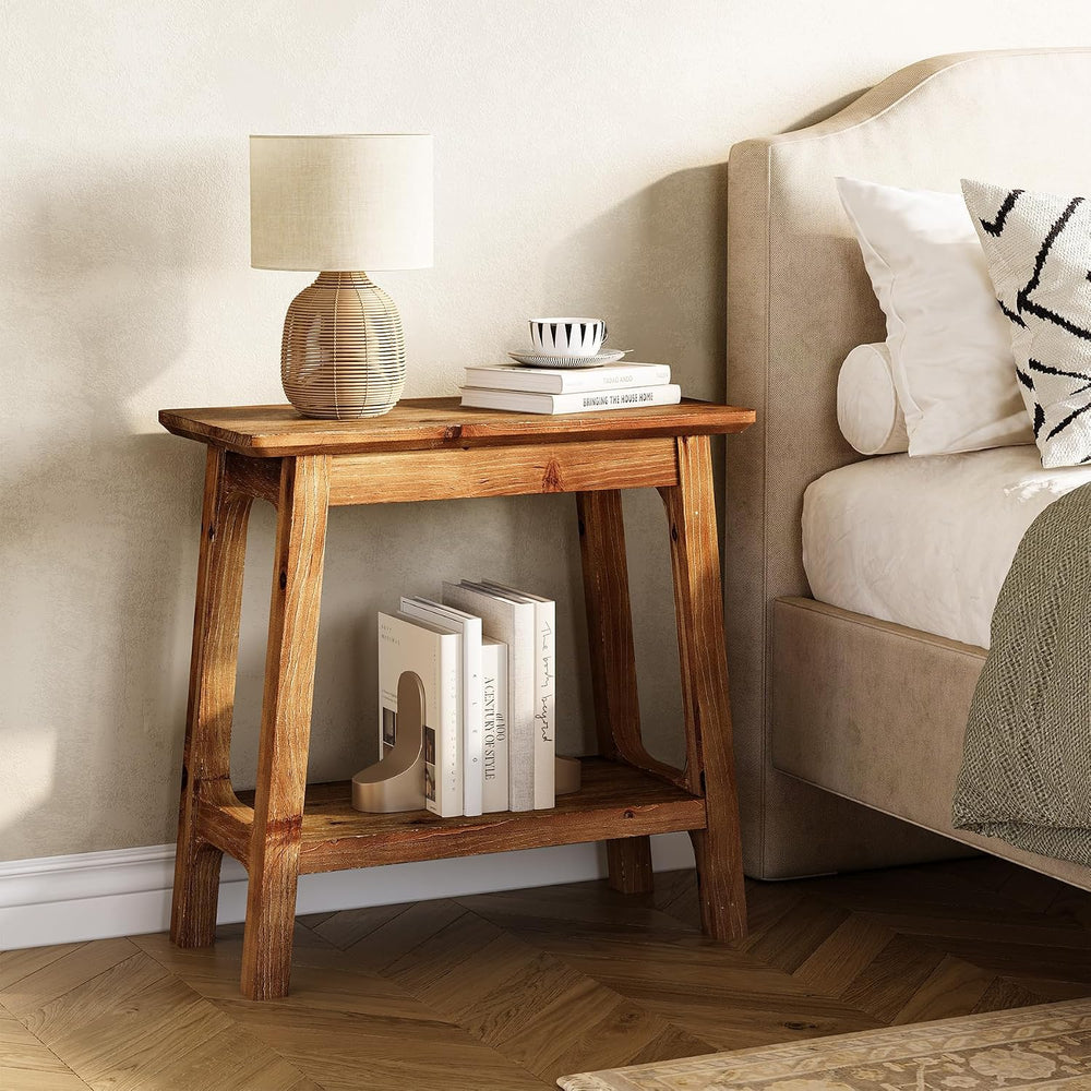LITTLE TREE Narrow Side Table, Solid Wood Slim End Table for Small Spaces, 23...