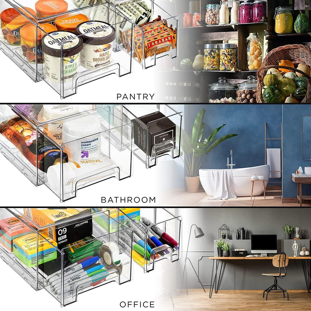 Sorbus Clear Stackable Storage Drawers with Pull-Out Bins (Medium, 2 Pack)