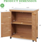 Outdoor Potting Bench with Storage Cabinet and Metal Top, Wood Workstation for Outdoor Patio, Garden (Light Brown, 31x17x36‘’)