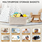 3 Pack Storage Baskets for Organizing, 13.7×9.5×6.3", Mixed brown | Woven Baskets for Shelves, Cotton Rope Basket for Gifts Empty, Closet Organizer Bins with Handles, Cube Decorative Box