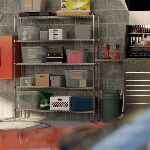 14" Deep x 60" Wide x 74" Height Wire Shelving Kit | 5-Tier | NSF Commercial Storage Rack Unit