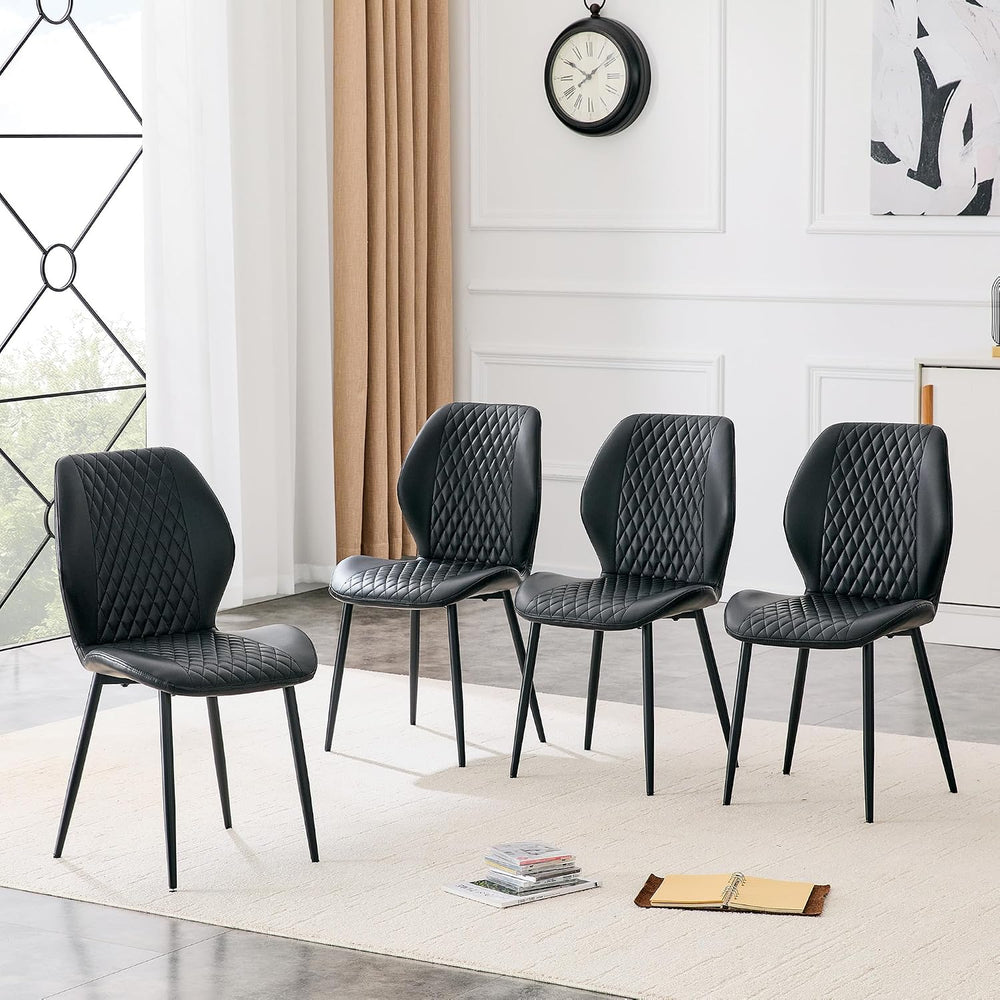 Dining Chairs Set of 4, Modern Upholstered Kitchen Chairs with Curved Back, D...