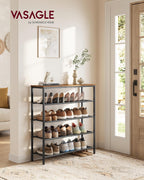 VASAGLE 5-Tier Shoe Rack, Large Shoe Storage Organizer for Closet, Entryway, 18-24 Pairs, with 4 Metal Mesh Shelves, 10.8 x 29.5 x 36.6 Inches, Rustic Brown and Black ULBS115KD01